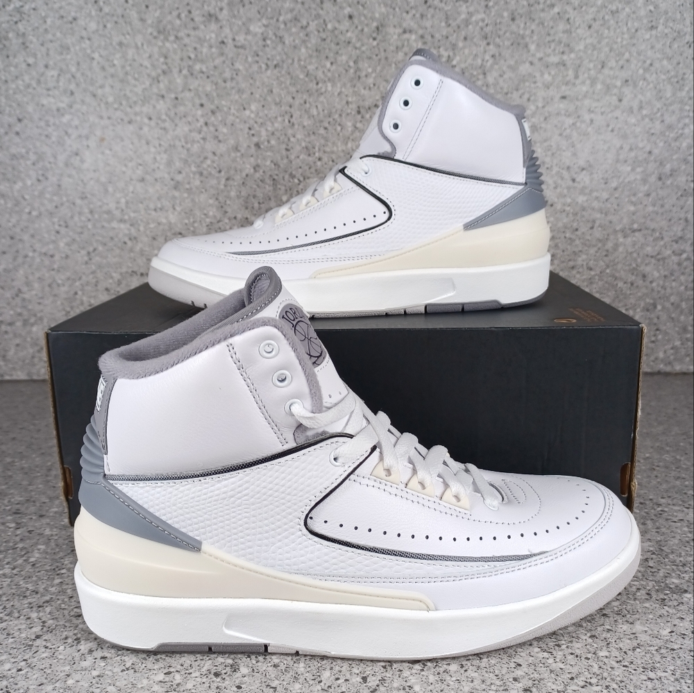 Nike Air Jordan 2 Retro Cement Grey Sneakers - Youth 7 (Women's 8.5) Shoes